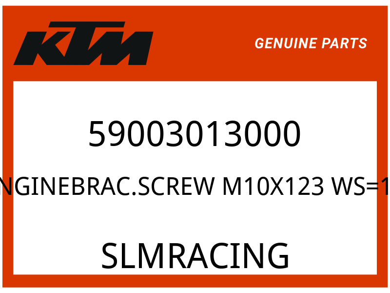 KTM OEM Part 59003013000 ENGINEBRAC.SCREW M10X123 WS=13