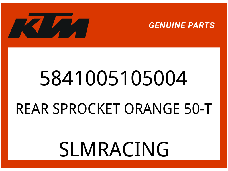 KTM OEM Part 5841005105004 REAR SPROCKET ORANGE 50-T