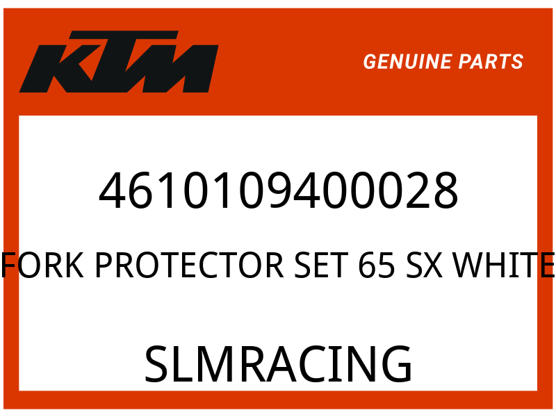 KTM OEM Part 4610109400028 FORK PROTECTOR SET 65 SX WHITE