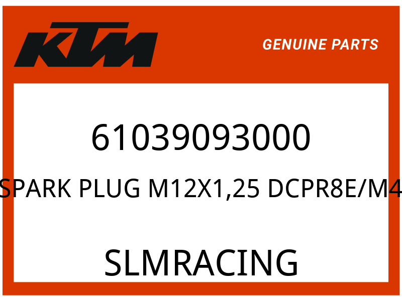 KTM OEM Part 61039093000 SPARK PLUG M12X1,25 DCPR8E/M4