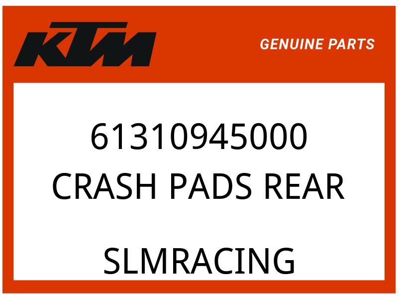 KTM OEM Part 61310945000 CRASH PADS REAR